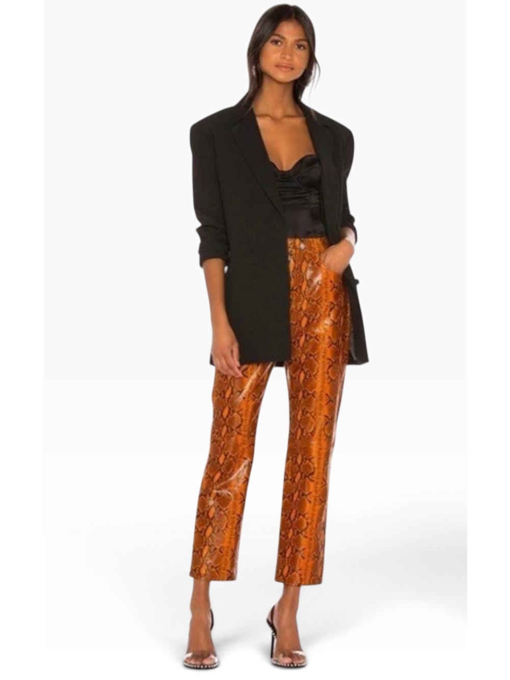 GRLFRND SHILOH LEATHER SNAKESKIN PANT in Sz 25